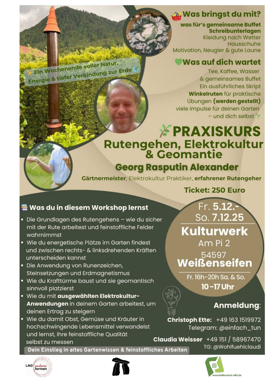 Elektrokultur Rutengehen Workshop